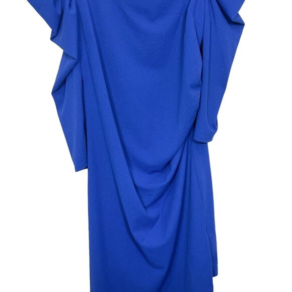 ILLord NWT Dress Size 1X Blue Grace Asymmetrical Ruffle Sleeve High Low Midi - Picture 4 of 7